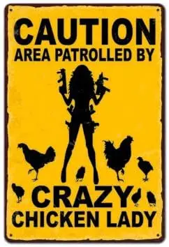 

Лесной парк дневной свет металлический жестяной знак осторожность зона патрулирование сумасшедшей курицы леди паб домашний Винтаж 8x12 дюймов