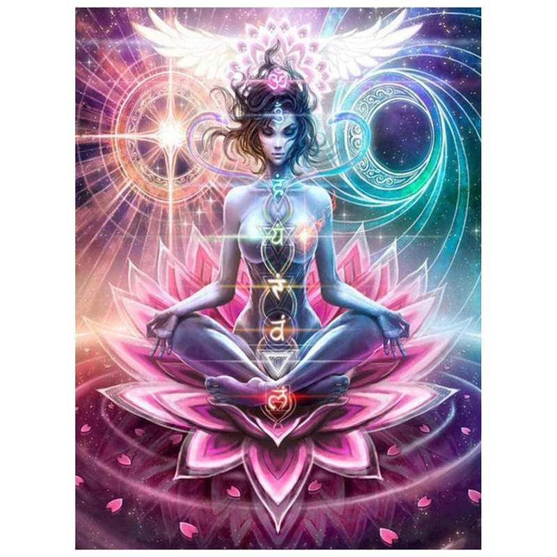 Promotion! Rhinestones Diamond Paintings Full Round Drills Picture Lotus Buddha Paint By Numbers Cross-Stitch Kits Embroidery |