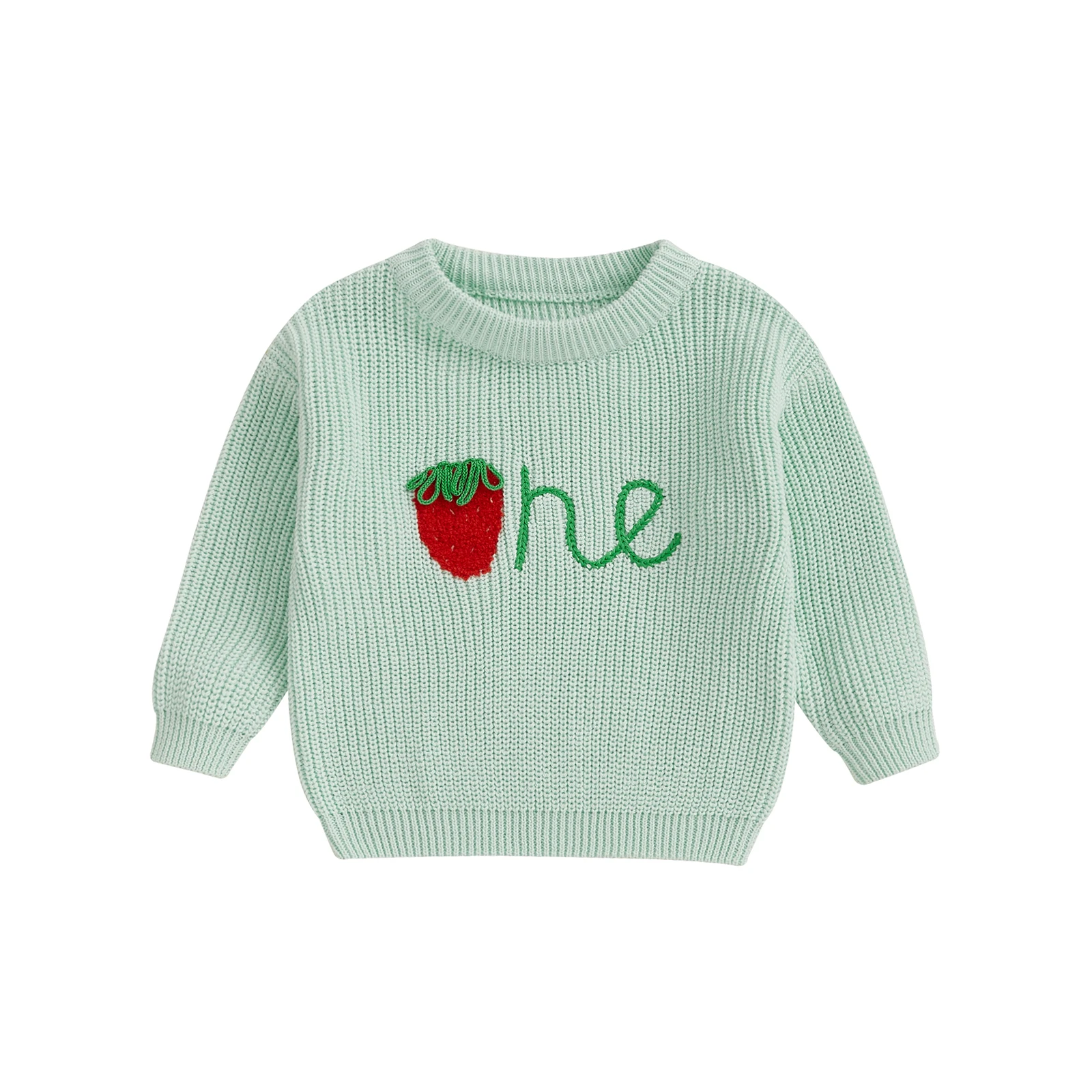 Citgeett Spring Infant Baby Girl Birthday Sweaters Long Sleeve Strawberry Embroidery Knit Pullover Tops Clothes