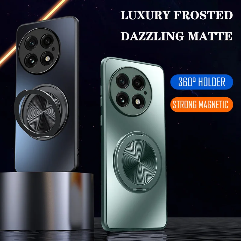 Enhanced Matte 360° Rotating Ring Stand Magnetic Case with Holder Bracket