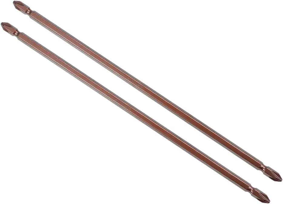 

2 Pcs PH2 Magnetic Phillips Double Head Screwdriver Bits, 1/4 Inch Hex Shank 9.84-inch Length S2 Power Tool (Red)