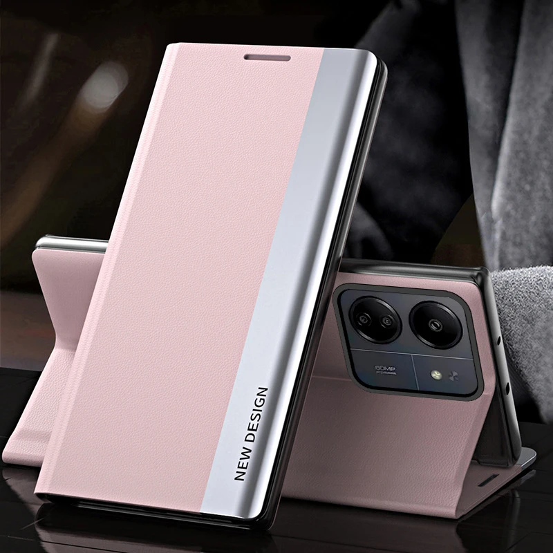Leather Flip Case with Stand and Enhanced Protection - Elegant Phone Cover