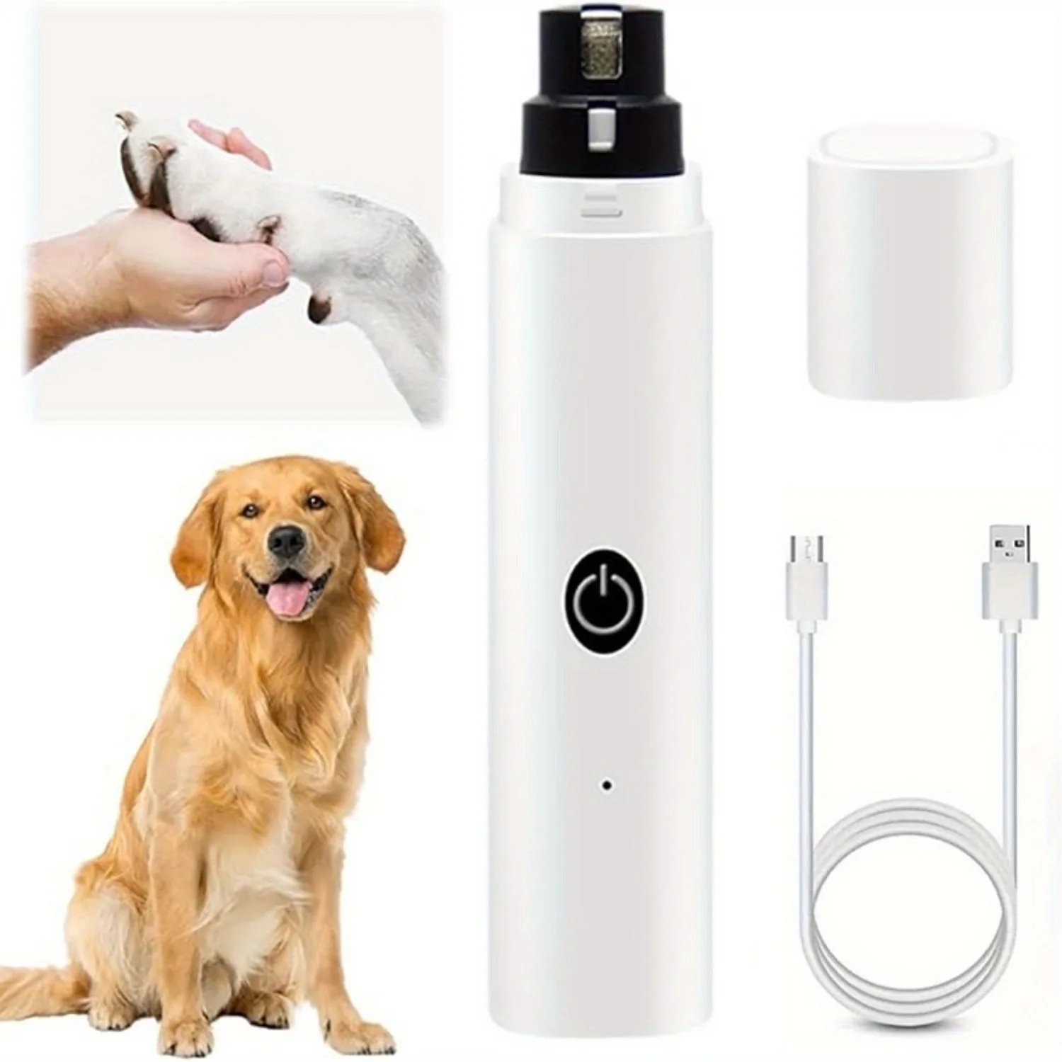Dog Nail Grinder-Dog Nail Grinder with 3 Grinding Ports-Silent Rechargeable Electric Trimmer for Small to Large Dogs