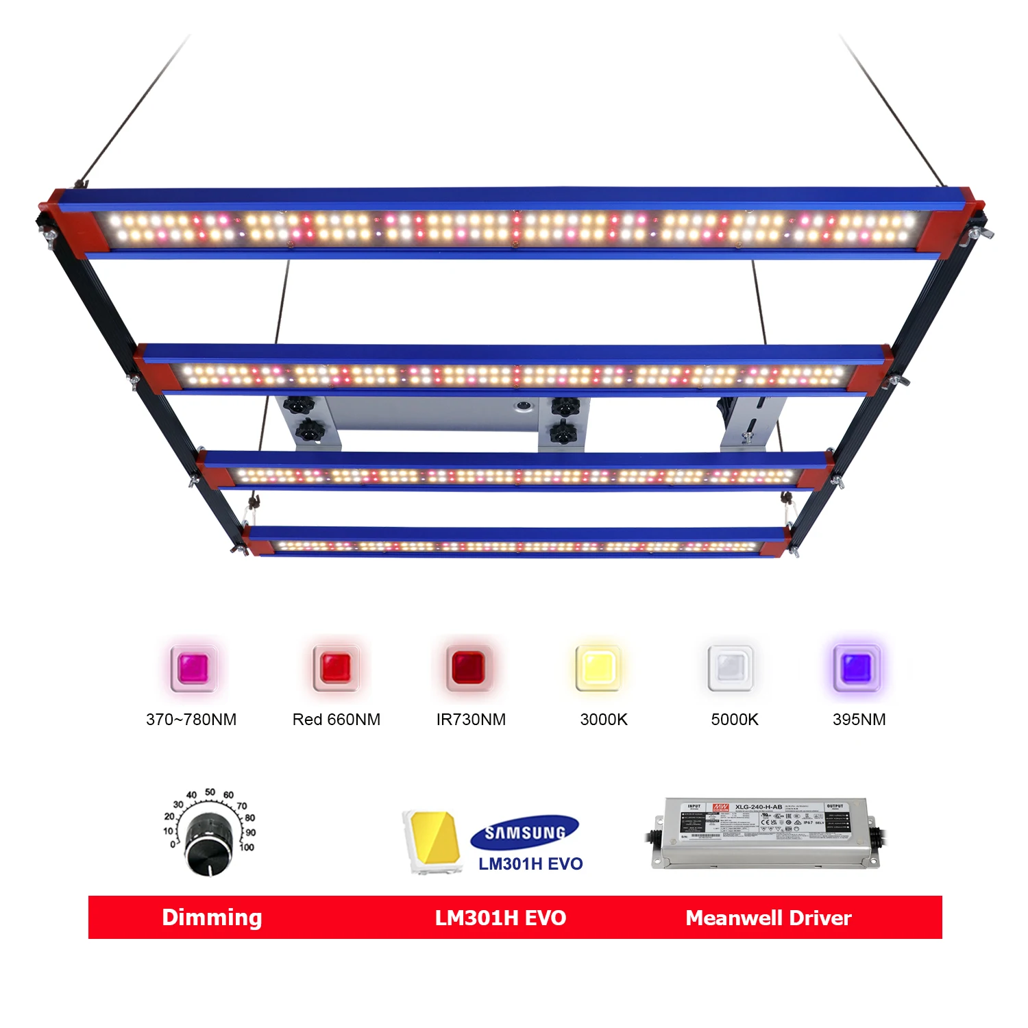 LED Grow light Bar UV IR 240W 320W LM301H EVO V5 For Plants Grow Tent Greenhouse Veg Bloom grow light