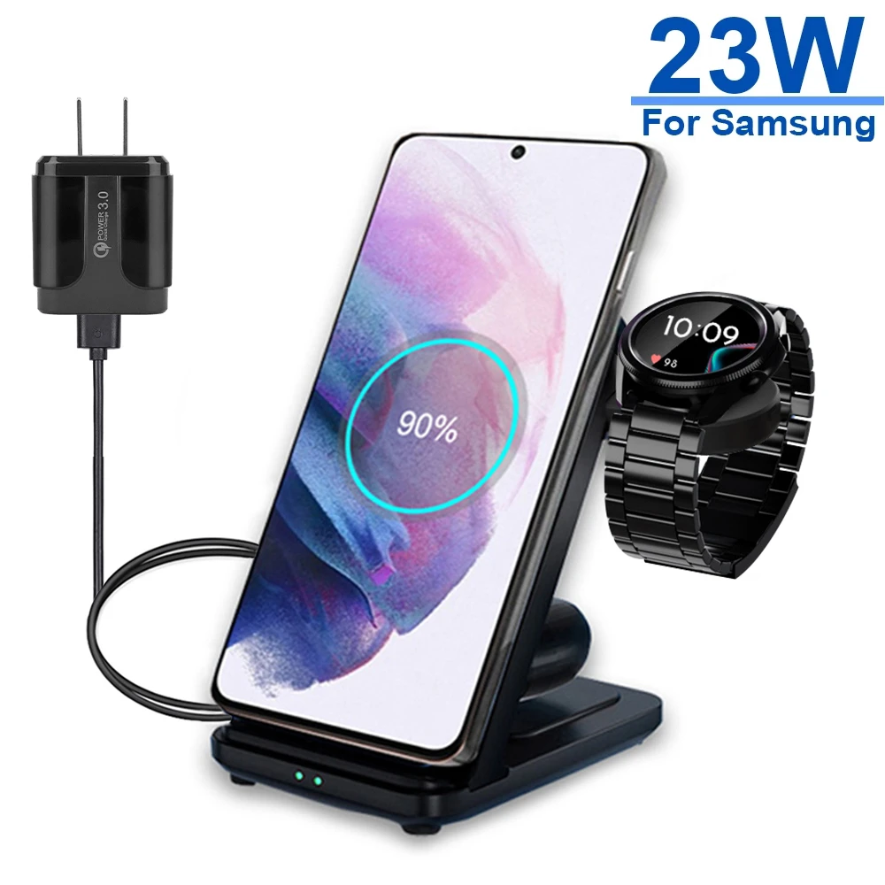 3 in 1 Wireless Charger Stand For Samsung Galaxy Watch 3/4 Active 2/1 Fast Charging Dock Station For Samsung S22 S21 S20 S10 samsung wireless charger