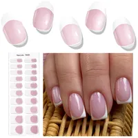16/20Tips Semi-Cured Nail Wraps Solid Color Adhesive Waterproof Long Lasting Gel Nails Stickers Set for UV Lamp Need Manicure 5
