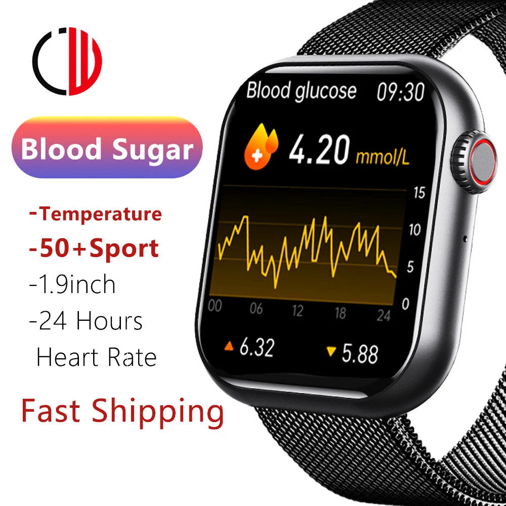 

ZZYSMART Smart Watch Man Woman 24 Hour Blood Glucose Sugar Fitness Tracker Smartwatch 2023 New Body Temperature Voice Assistant