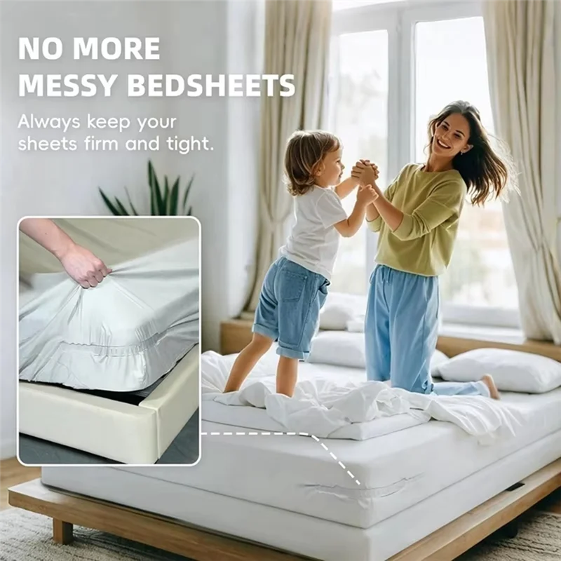 Open Corner Bed Sheet Holder With Lock Strips,Duty Bedsheet Clips With Enhanced Straps Mattress, Keep Sheet Firm