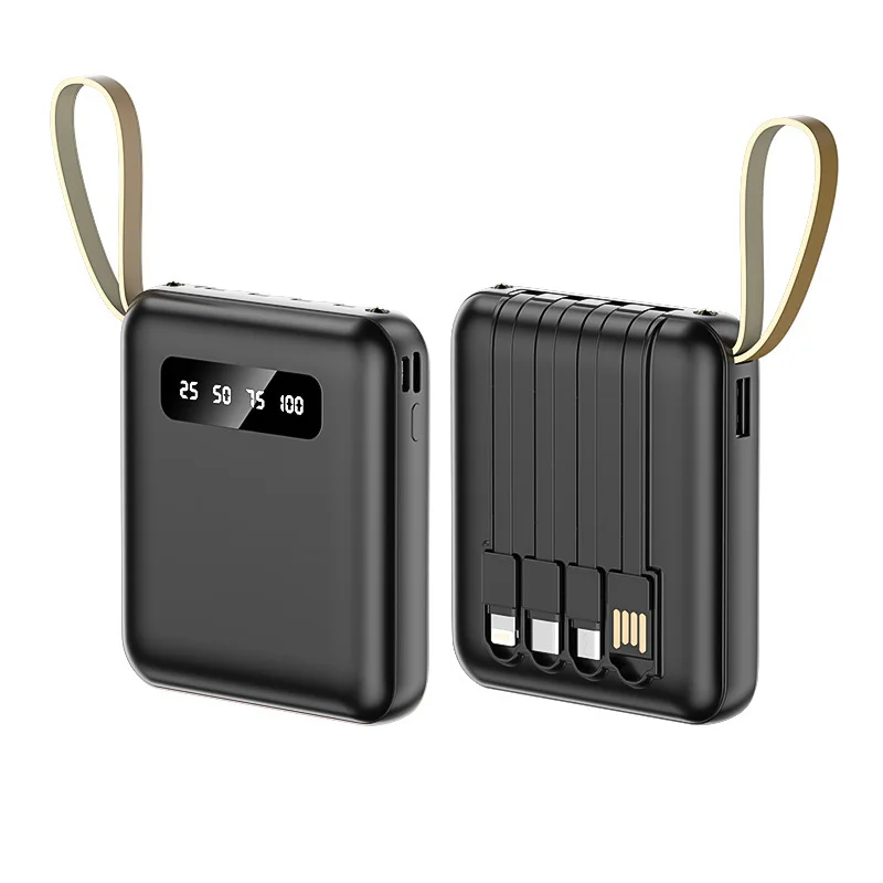 Portable Power Bank 20000mA with Cable Large Capacity Micro/Lightning/Type-C Output Mobile Phone External Battery Powers Supply - 5