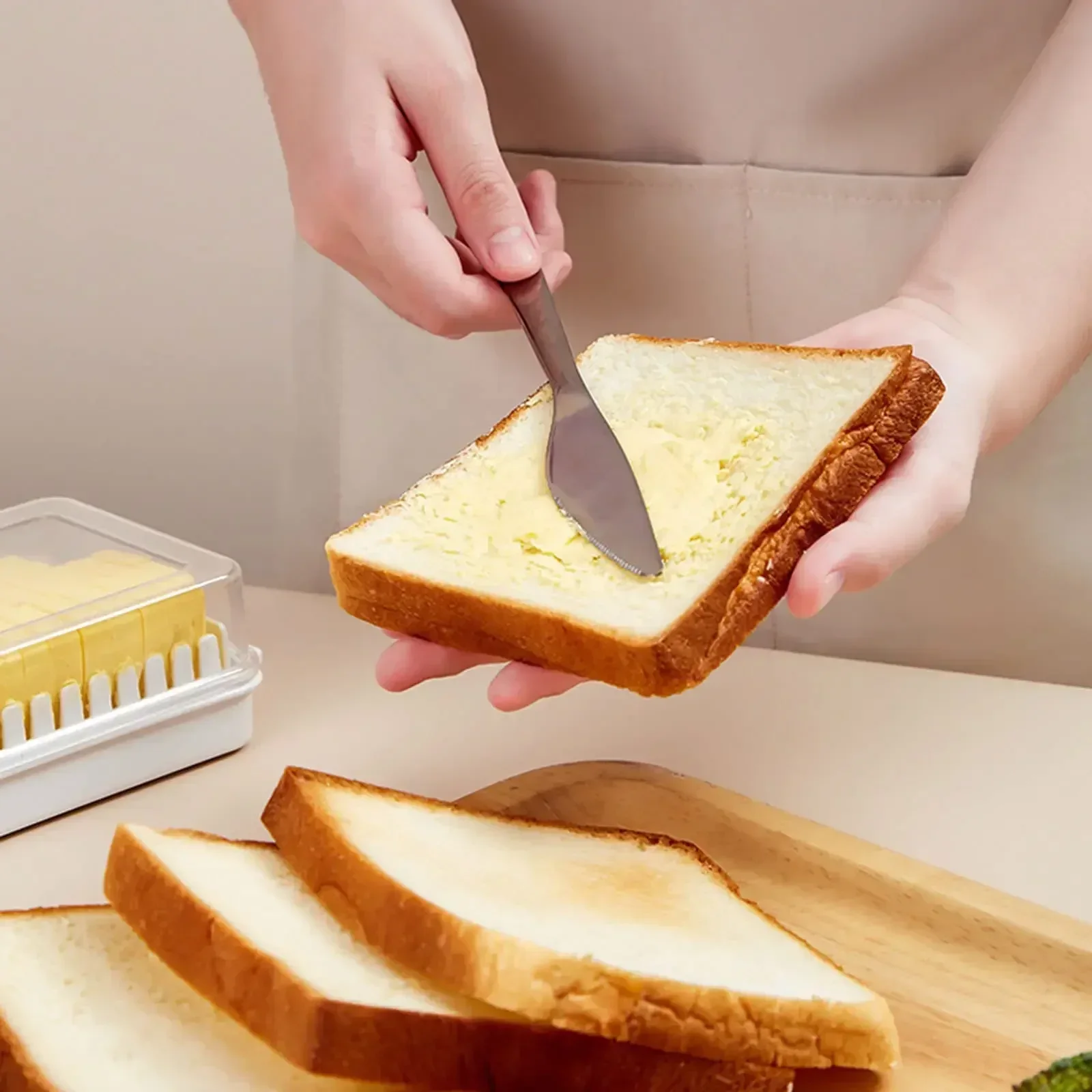Plastic Butter Dish With Dividable Lid, Quantitative Cutting Butter Dish, Airtight Preservation Container Box