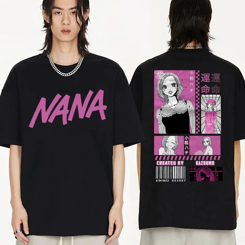 

Anime Nana Osaki Hachi Komatsu T-shirt Men Woman's Black Stones Band Manga Graphics Short Sleeves T Shirt Oversized Streetwear