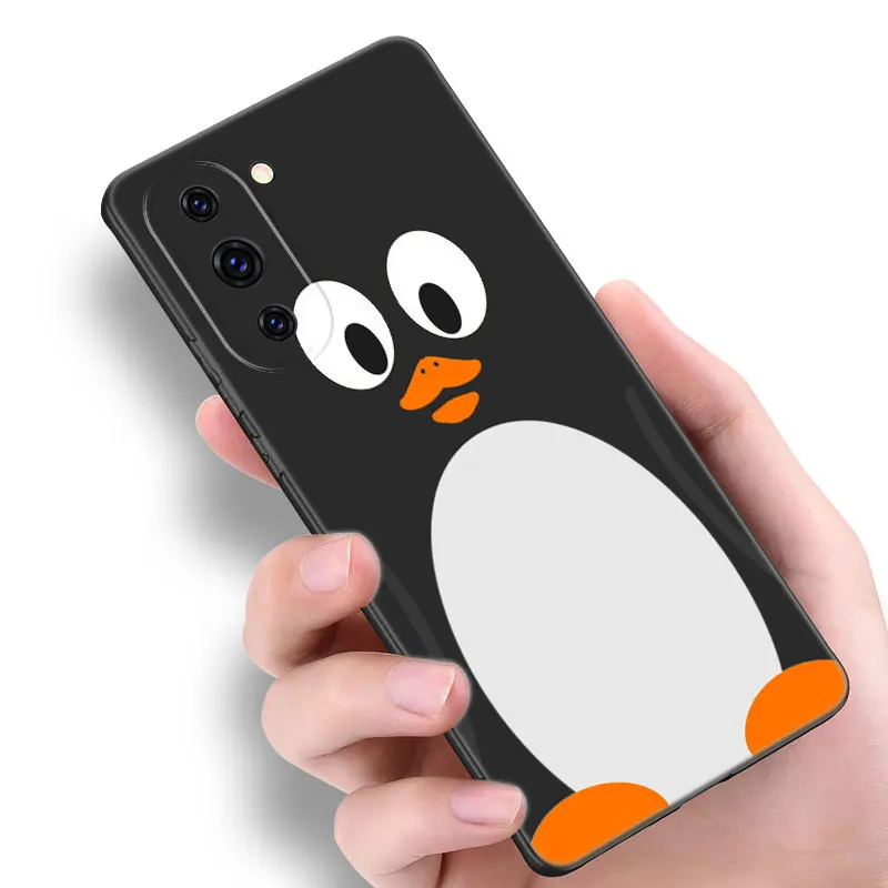 Cute Lovely Penguin Black Phone Case For Huawei Nova 8 9 10 SE 11 Ultra 12 Pro 7i 8i 11i 11E Y70 Plus Y60 Y61 Y71 Y90 Y91