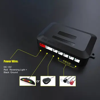 Hippcron 차량용 LED 주차 센서 키트, 역방향 레이더 사운드 경고 시스템, 블랙, 4 센서, 22mm