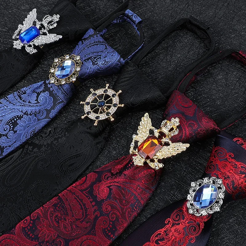 Vintage Knight Business Shirt Tie Buckle Collar Clip Tie Hoop Rudder Eagle Hoop Crystal Rhinestone Jewelry Men Accessories tie clips