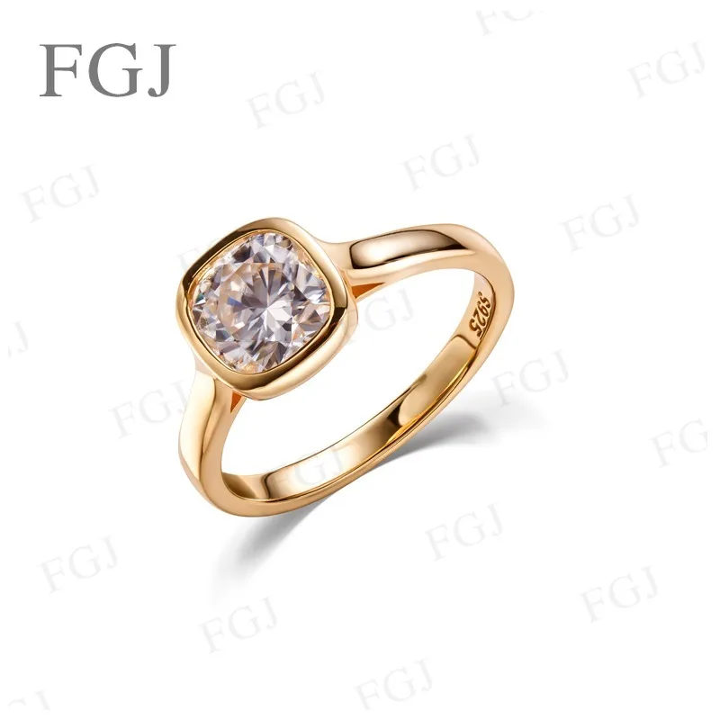 7x7mm 2CT Kissenförmiger Einfassungsring Moissanit Labor Paraiba Spezieller Luxus-Schmuck Geschenke für Frauen Männer Verlobungs-Eheringe – Detail 6