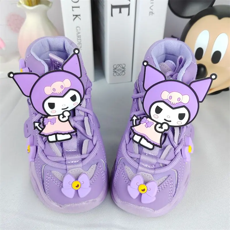 

Kuromi Girl Child Sports Shoes New Sanrios Anime Soft Bottom Casual Shoes Non-Slip Wear-Resistant Light Autumn Child Girl Gift