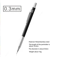 Black Metal Mechanical Pencil with Lead Smooth Writing Sizes 0.3 0.5 0.7 0.9 1.3 2.0mm For Sketching Painting 5