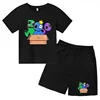Summer Rainbow Friend Printed Short Sleeved Children T-shirt + Shorts 2pcs Set 3-12 Years Boy Girl Clothing Kid  Fashion Suit 1