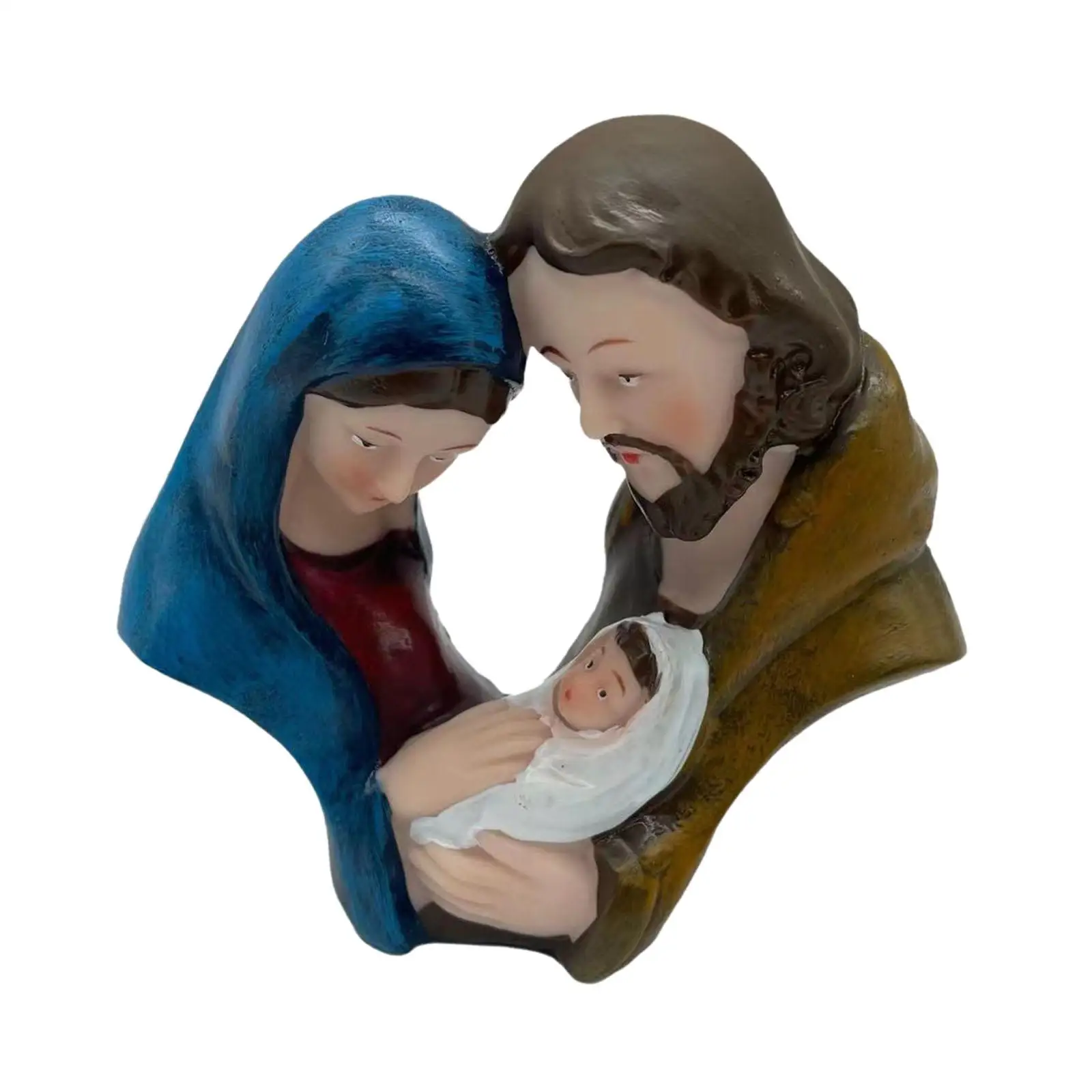 Holy Family Nativity Figurine Nativity Statue, Decorative Religious Sculpture Desktop Ornament for Fireplace, Office, Holiday images - 6