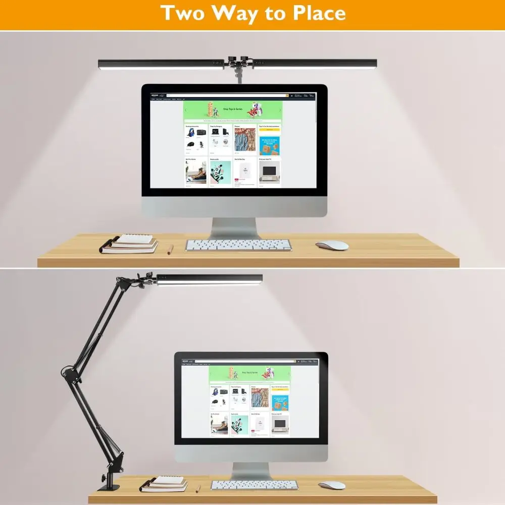 Double Head LED Desk Lamps Stepless Dimmable Led Computer Monitor Light USB Table Lamp for Office Study Reading Lighting Fixture 3