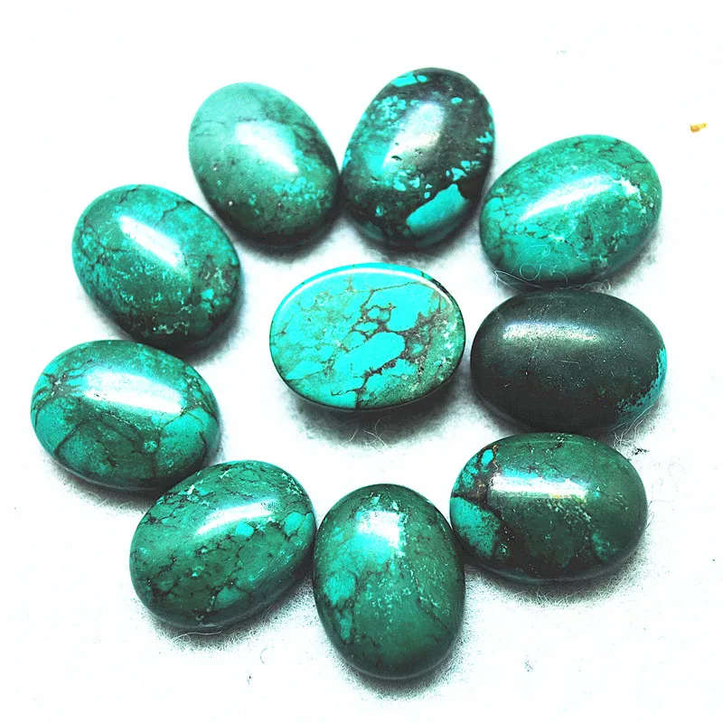 15PCS 천연 청록색 스톤 카보숑 타원형 모양 14X19MM 루즈 비즈 캡 DI..