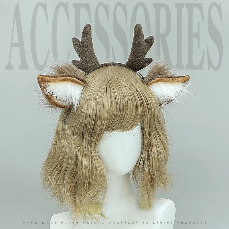 

Hair Accessories Women Headband Lolita Anime Accessories Cosplay Costume Headdress JK Elk Ear Headwear Girl Soft Plush Hair Hoop