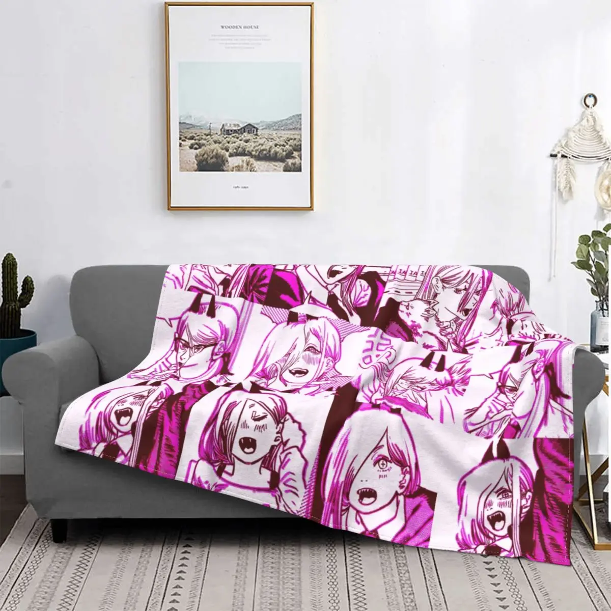 

Chainsaw Man Anime Collage Blanket Soft Flannel Fleece Warm Kawaii Power Throw Blankets for Office Bedding Couch Bedspreads