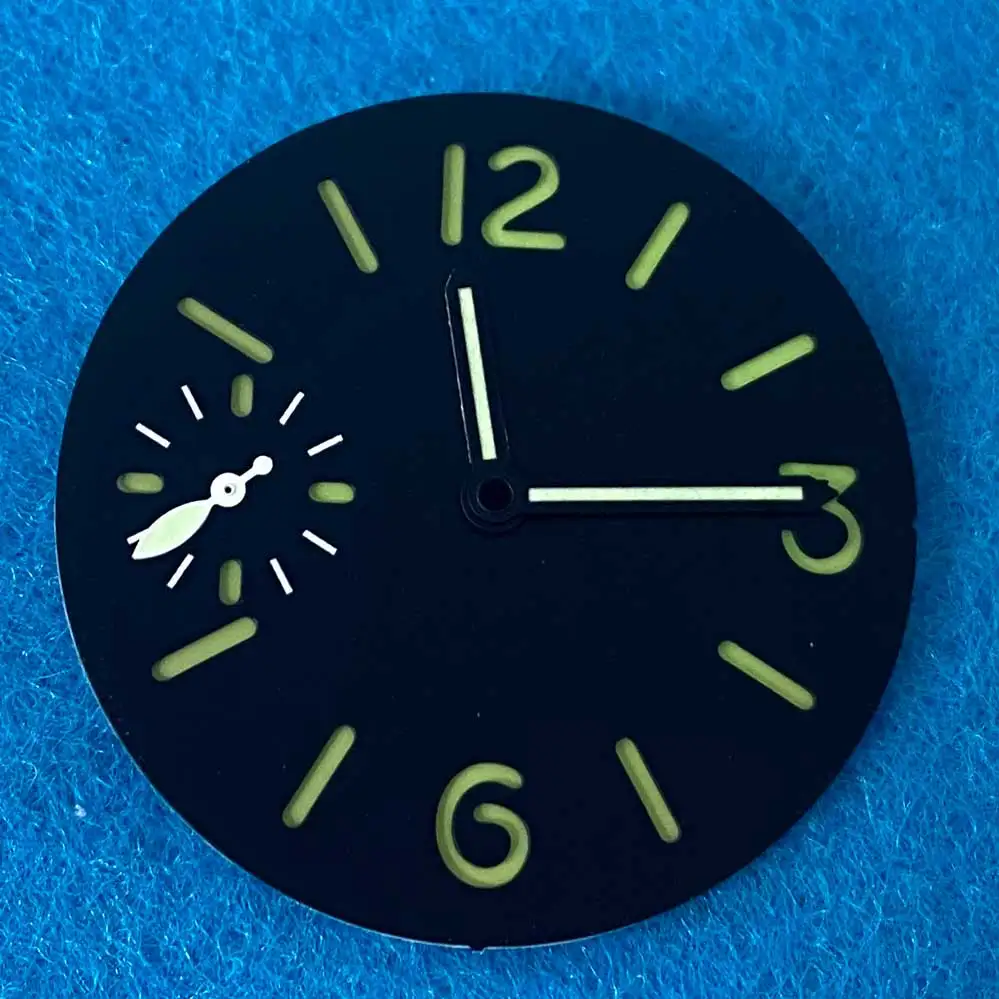 34.5mm Watch Dial Face Insert Parts with Watch Hands for ETA6497/ ST3600 Movement Green Luminous Accessories Modify watch dial accessories watch face accessories