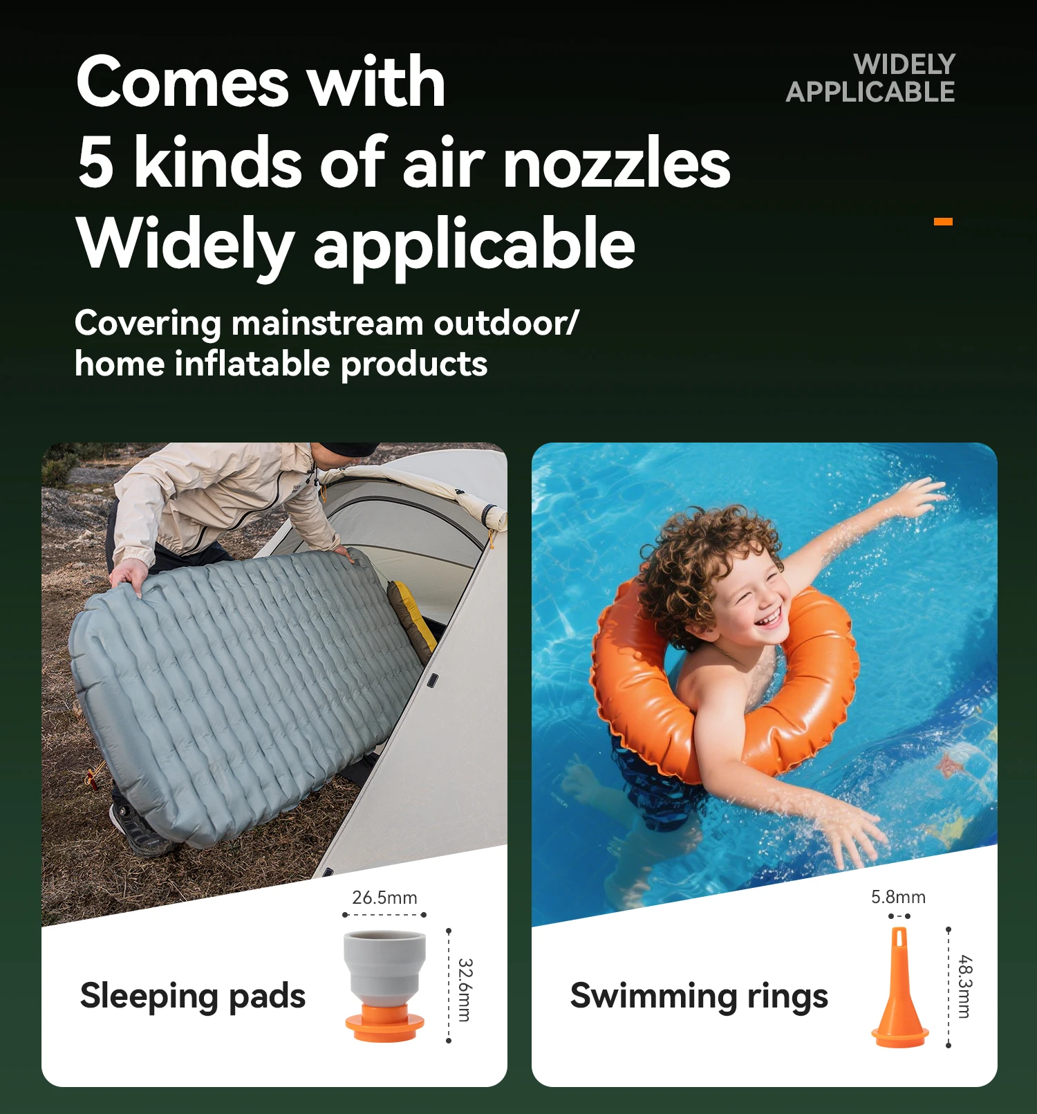 Qunature Luftpumpe, aufblasbarer elektrischer Outdoor-Inflator für Matratzen, Kissen, 3-Modus-Beleuchtung, tragbare, leichte Pumpe – Detail 13