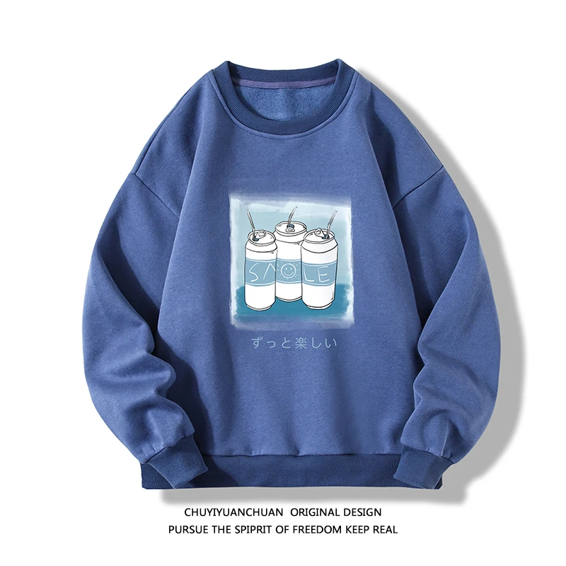 Autumn New Men's Fashion Round Neck Sweatshirts Print Loose Large Size Daily Casual Long Sleeve Sweatshirts M-5XL