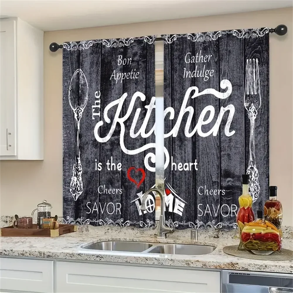 Cortina Corta De Cocina Con Flores - 150cm Ancho X 30-90cm Alto