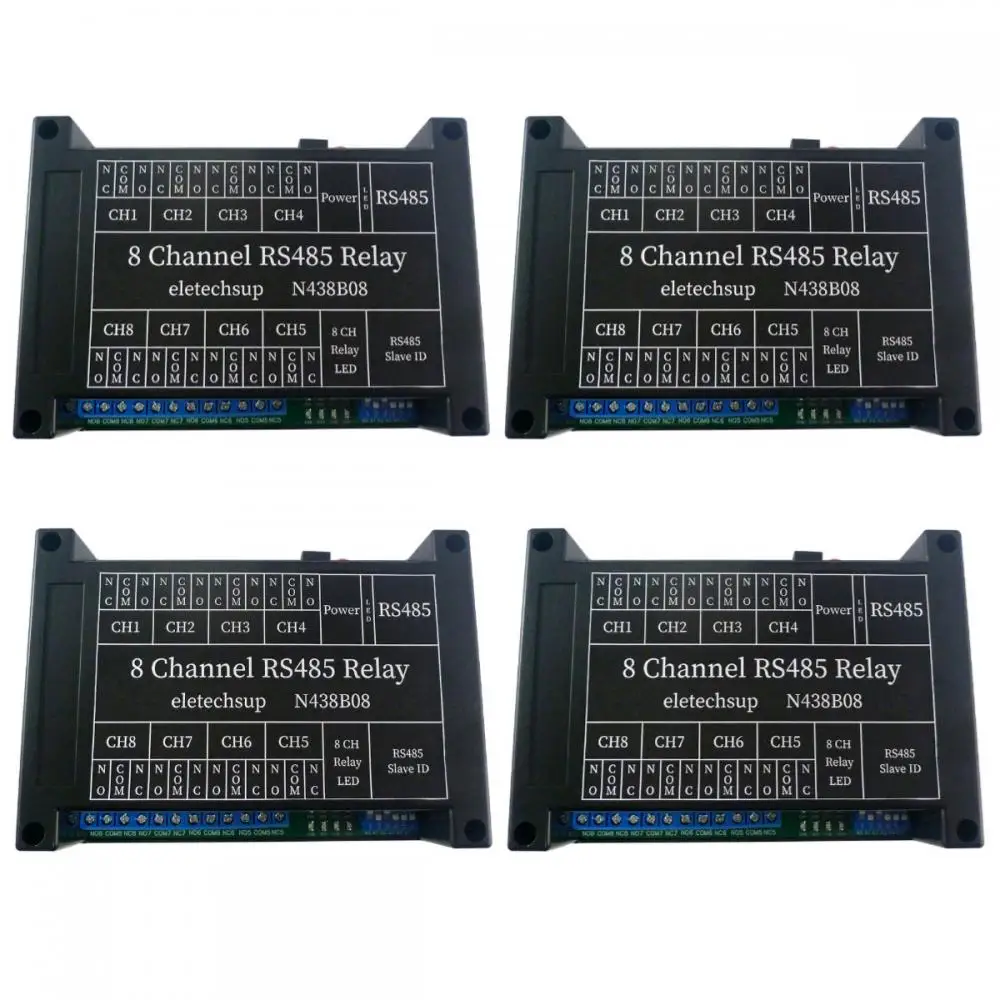 

N438B08 DC 12В RS485 8CH реле PC UART последовательный порт переключатель RTU функциональный код DIN оболочка коммутационная плата