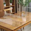 Soft Glass Tablecloth Transparent PVC Table Cloth Waterproof Oil Proof Kitchen Dining Rectangular Table Cover Matte Clear 3