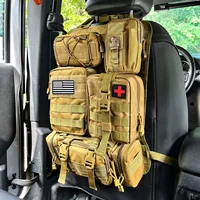 Car Seat Back Organizer Tactical Seat Back Organizer with 5 Molle Bags Universal Vehicle Panel Organizer Storage Bag 2
