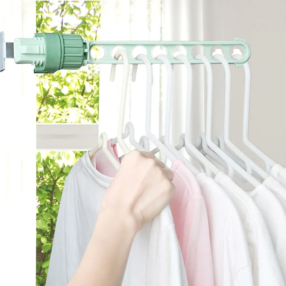 3pcs Window frame clothes hanger buckle type porous window balcony portable clothes hanger adjustable clothes hanger 4