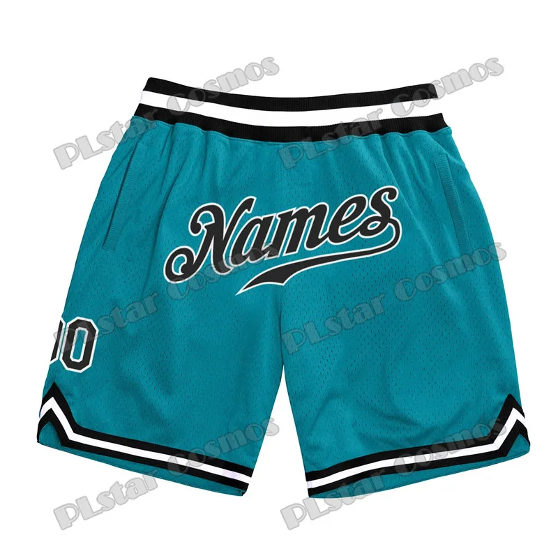 Fashion Custom Name and Number White Pink Baby blue Basketball Shorts 3D Print Men's Youth Summer Breathable Mesh Shorts