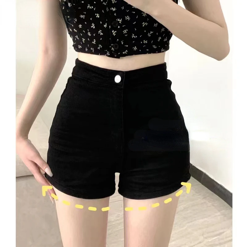 

Small Black Tight shorts Women Summer High Waist Slimming Sheath Hot Pants Outer Wear American Pants