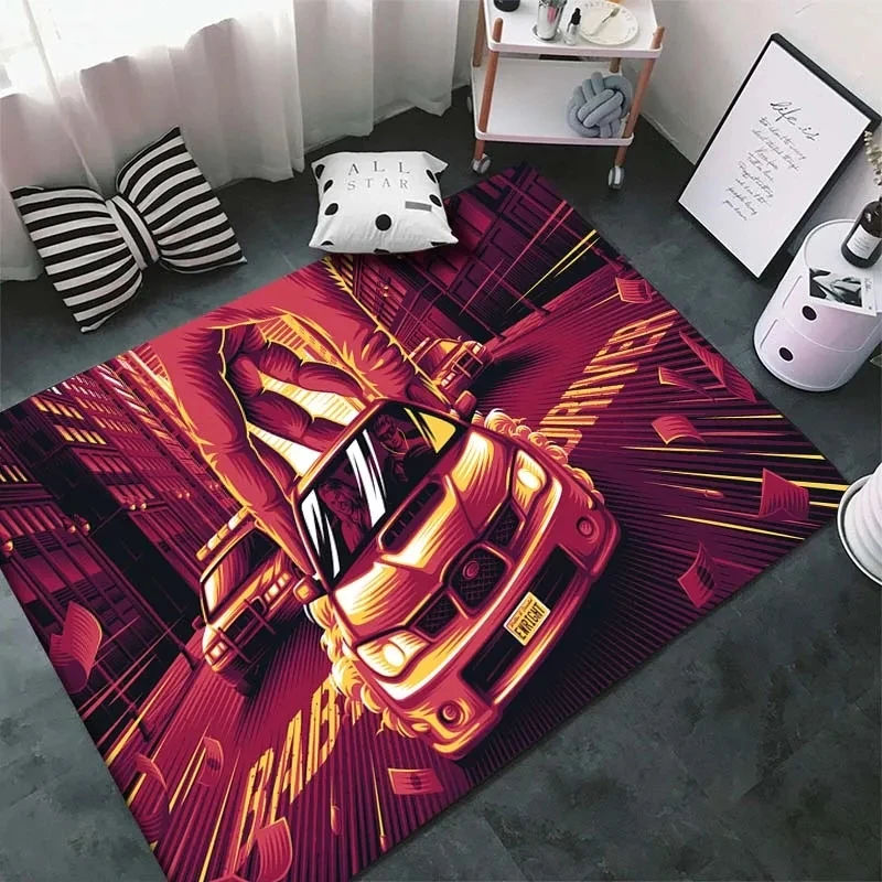 Cool Racing Car Pattern Non-Slip Area Rug