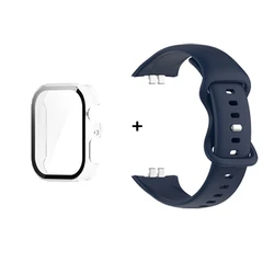 BEHUA Silicone Watchband Strap with Case Film - Replacement Wristband Bracelet (Blue)