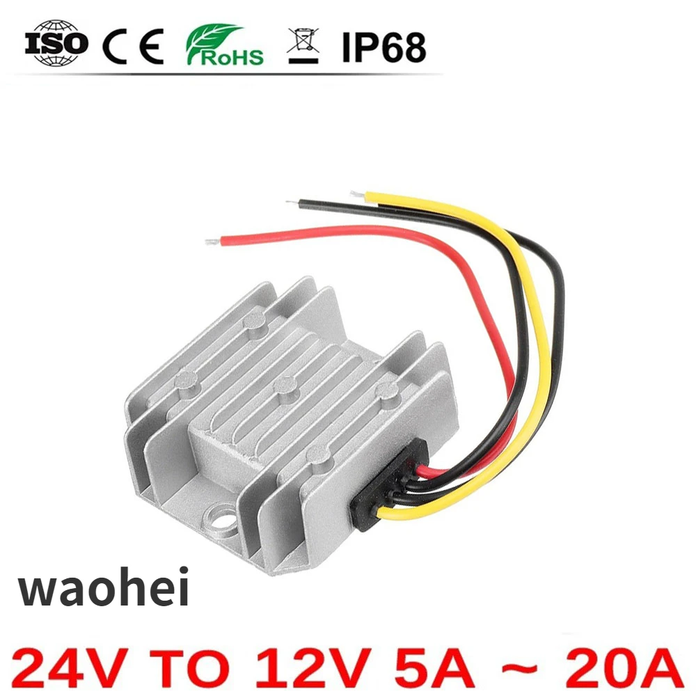 Car Converter Inverter Car Power Converter 24V to 12V 5A 10A 20A Reliable DC DC Converter Step Down Voltage Regulator 24 volt to 12 volt Buck Module for Cars Solar
