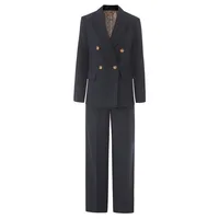 Kate Lapel Long Sleeves Spliced Double Breasted Pant Set 3