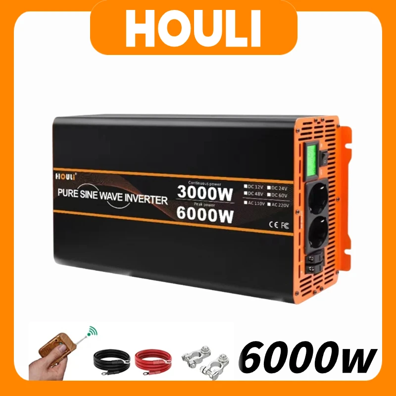 Houli Inverter Convertidor De Corriente Inversores Corriente 12V 24V A 110V 220V Auto Pure Sine Europe Onda Senoidal Pura