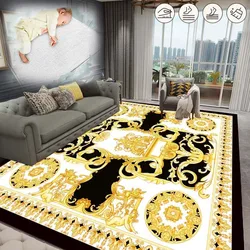 Nordic Retro Fashion Carpets Luxury Large Rugs for Living Room Flannel Bedroom Non-slip Area Mat Washable Outdoor Balcony Carpet