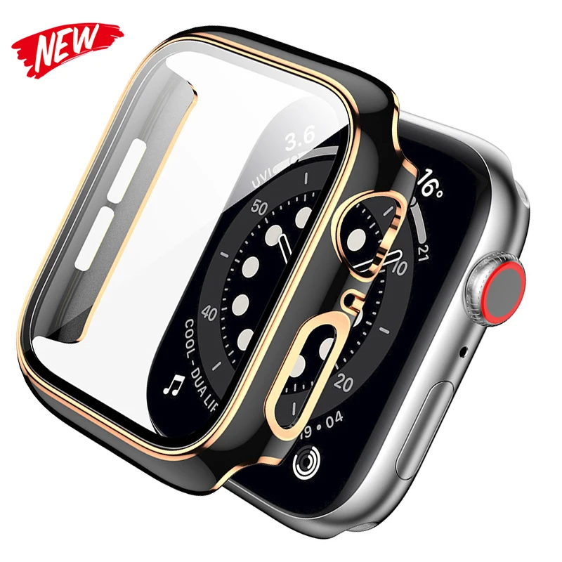 Enhanced Bumper Tempered Glass Cover for Apple Watch Screen Protector