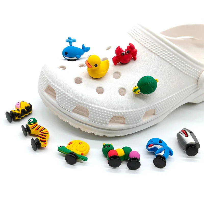 3D Shoe Charms Cute Dinosaur Duck Bunny Croc Jeans Shoe Decoration Kawaii Frogs Bees Garden Sandal Accessories Kids Gift