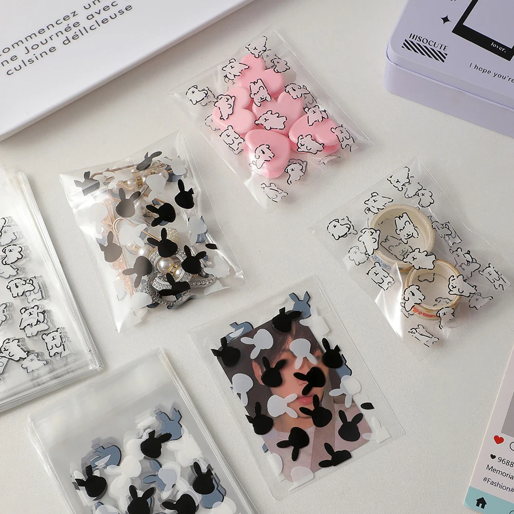 50Pcs Transparent Self-adhesive Opp Bag Cute Star/Love/Bear Korean Photocard Holder Card Cover Protector Photo Film Protector