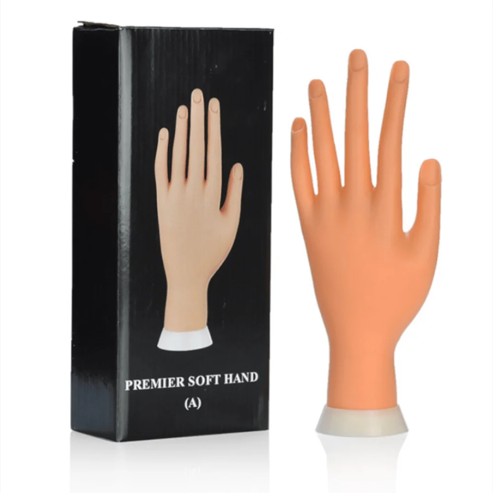 Professional Silicone Nail Practice Hand with Flexible & Poseable Fingers Nail Art Training Hand Model Left Fake Hand