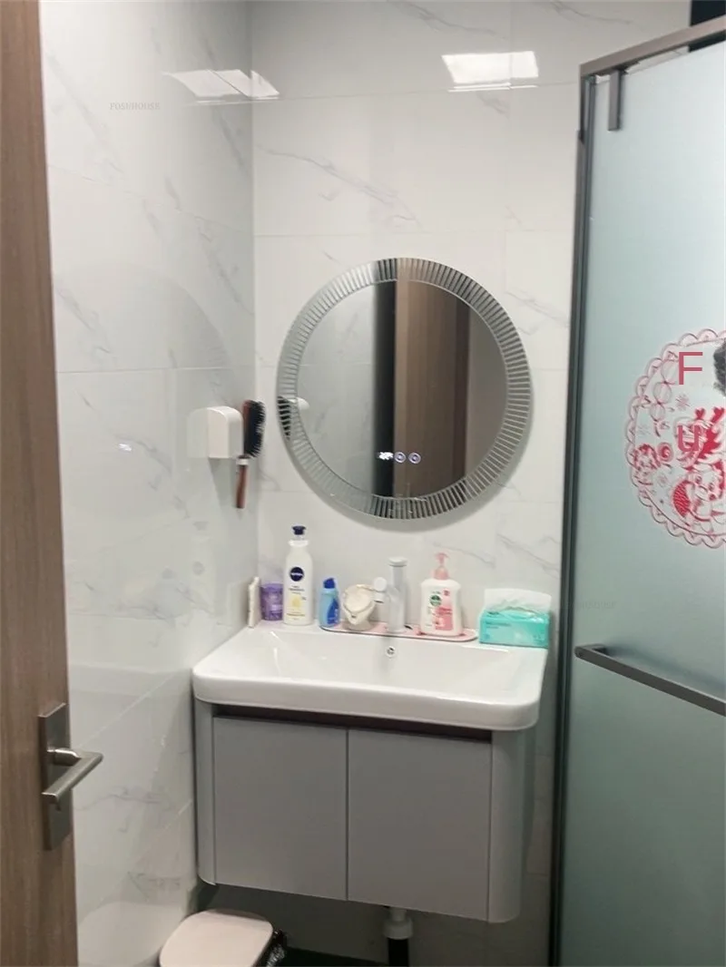 Description Picture 4 of itemEuropean Style Smart Bath Mirrors Wall Mounted Toilet Round Mirrors Home Bathroom Led Luminous Dressing Mirror with Touch Screen