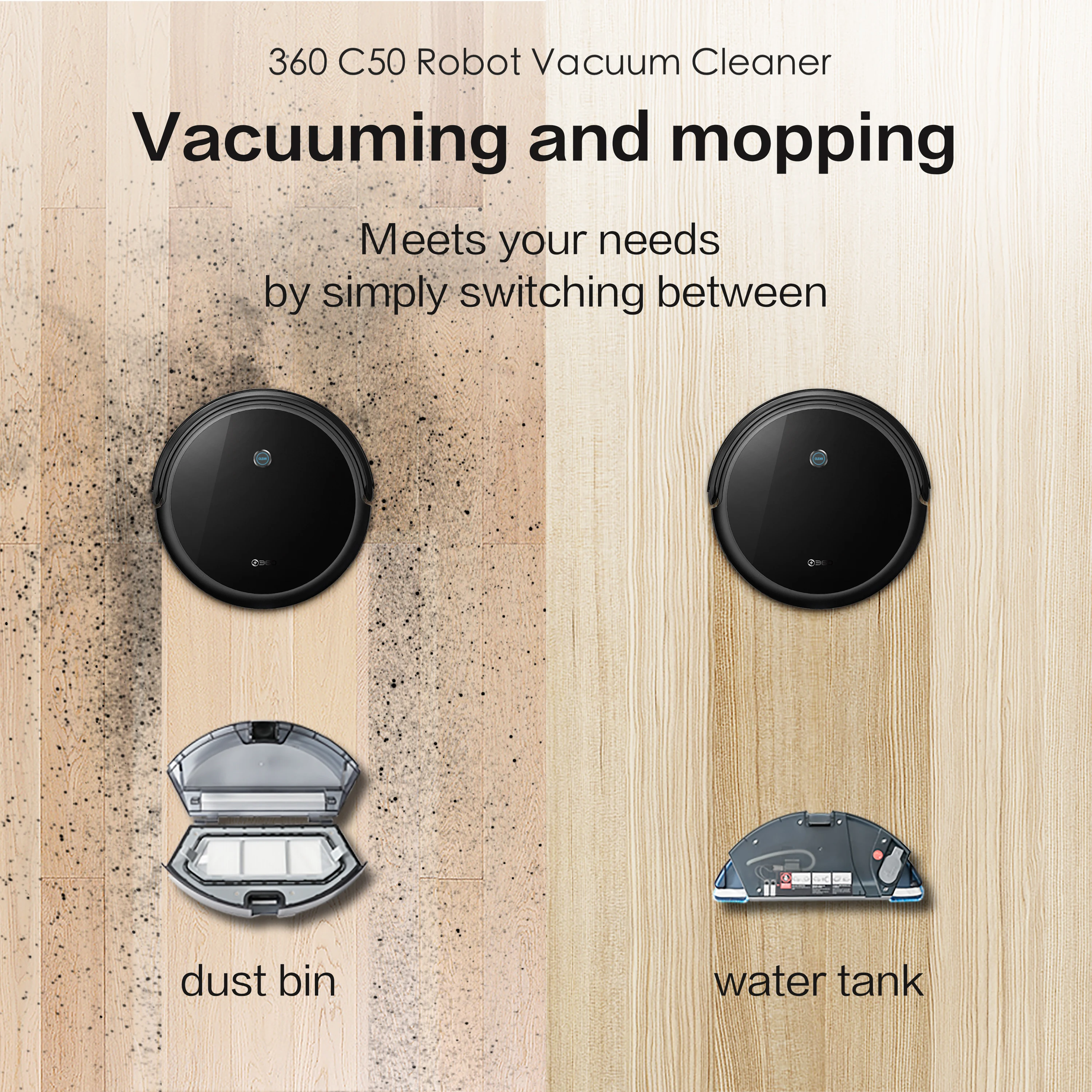 360 C50 Pro Robot Vacuum Cleaner Wet Mopping Wireless Carpet Cleaning Planned Map Navigation Alexa Laser System Pet Hair