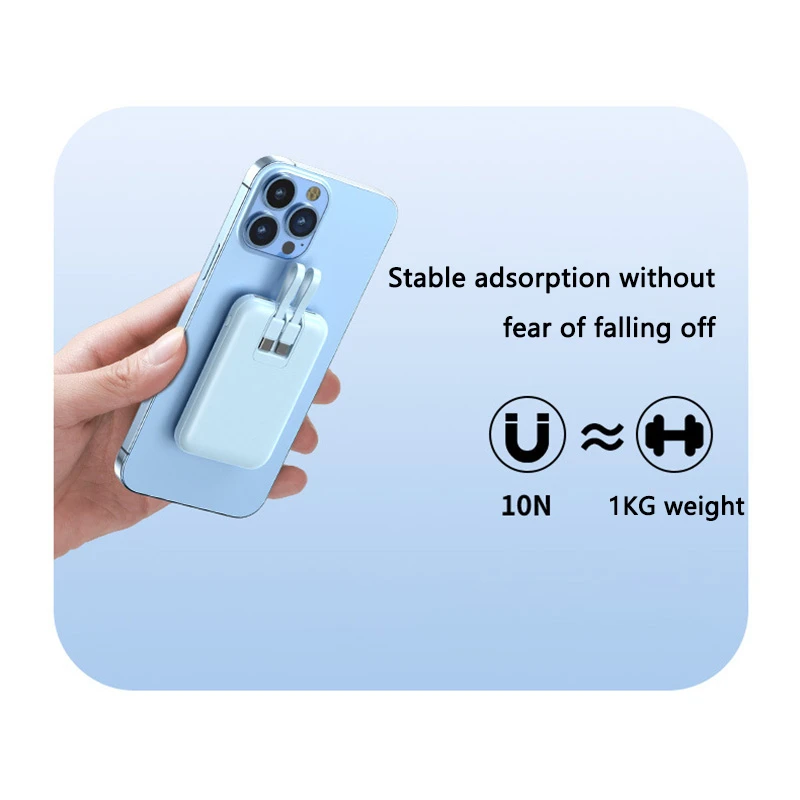 20000mAh Fast Charging Mobile Power Bank Wireless Magnetic Suction Built-in Charging Cable Large Capacity Mini Portable New 2025 4